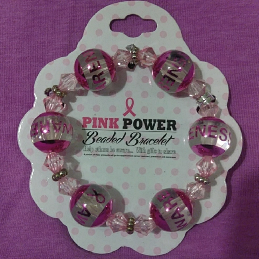 Cancer awareness pink beaded bracelet